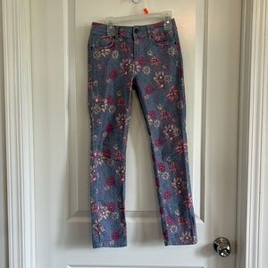 H & M floral skinny jeans girls size 12